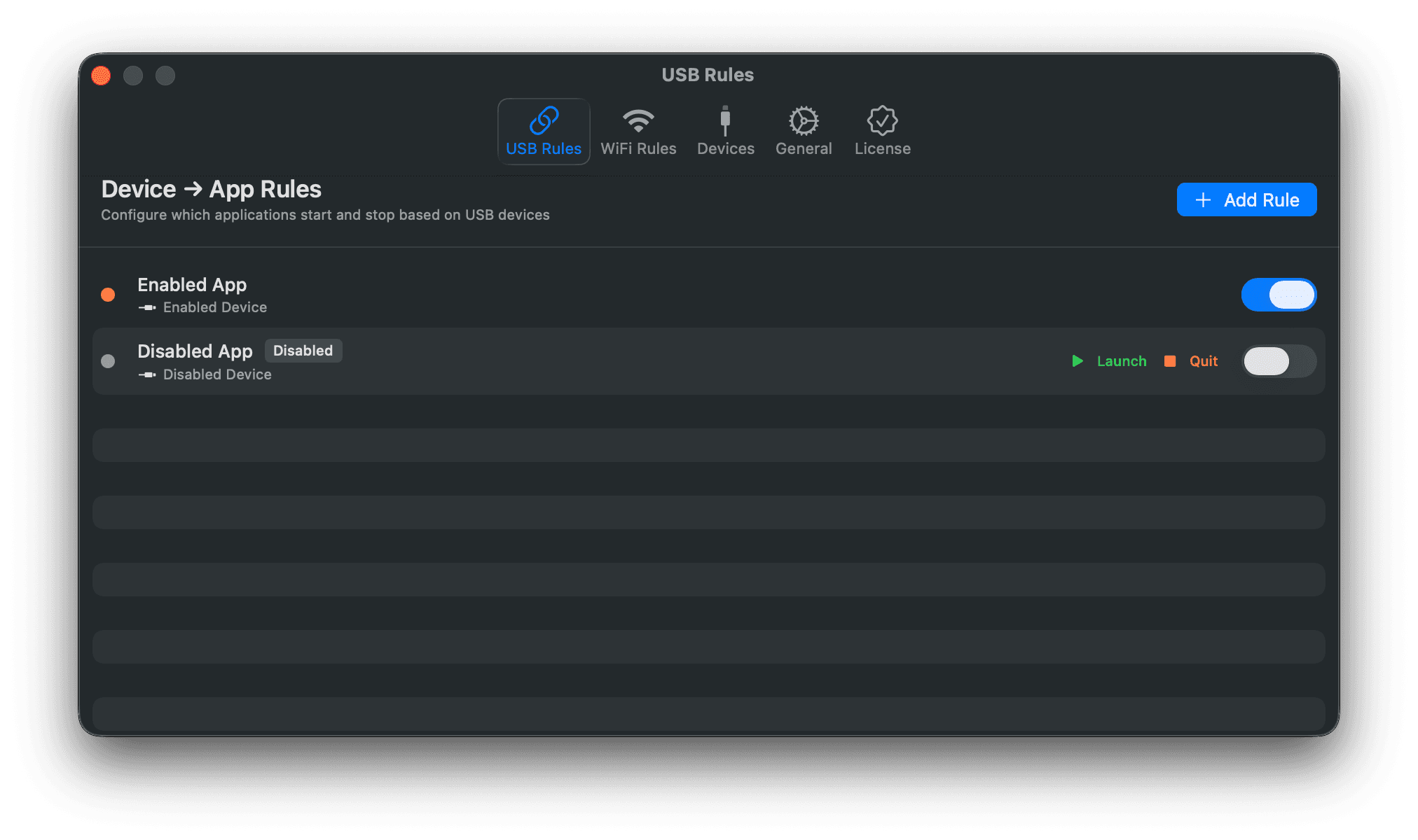 USB Rules Configuration